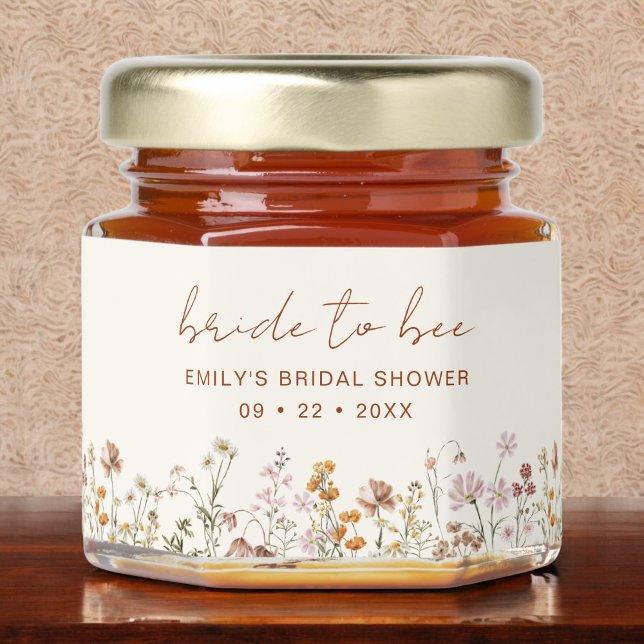 Boho Chic Bride to Bee Wildflower Bridal Shower Honey Jar Favors (Creator Uploaded)