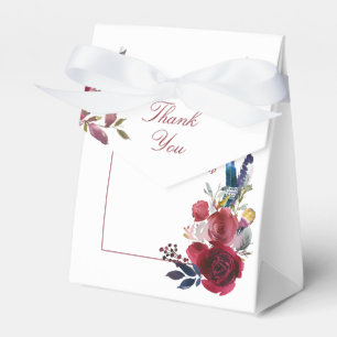 Boho Chic Burgundy and Navy Autumn Fall Wedding Favor Boxes