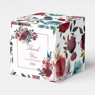 Boho Chic Burgundy and Navy Autumn Fall Wedding Favor Boxes