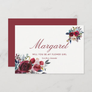 Boho Chic Burgundy and Navy Autumn Fall Wedding Invitation