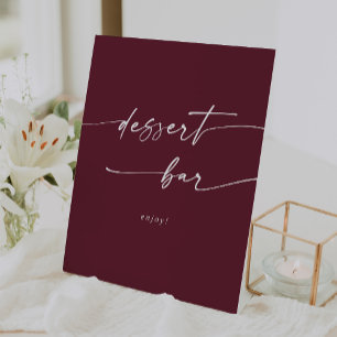 Boho Chic Burgundy Red Dessert Bar Wedding Pedestal Sign