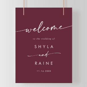 Boho Chic Burgundy Red DIY Wedding Welcome Sign