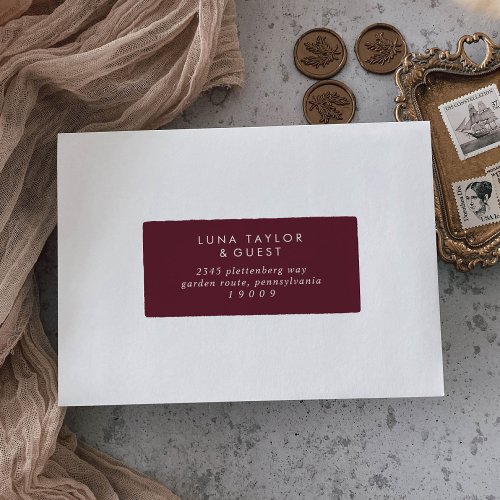 Boho Chic Burgundy Red Guest Address Labels