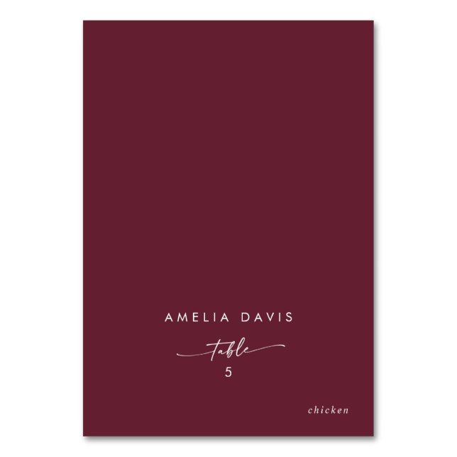 Boho Chic Burgundy Red Guest Name Place Cards (Front)