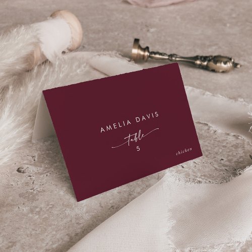 Boho Chic Burgundy Red Guest Name Place Cards