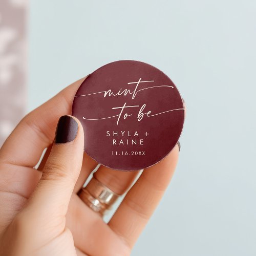 Boho Chic Burgundy Red Mint To Be Favor Sticker