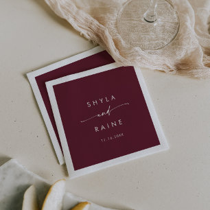 Boho Chic Burgundy Red Monogram Wedding Napkins