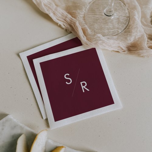 Boho Chic Burgundy Red Monogrammed Napkins