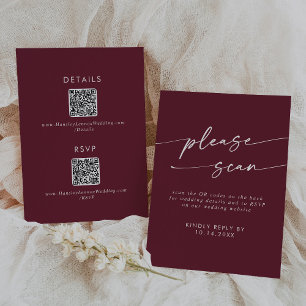 Boho Chic Burgundy Red QR Code Details RSVP Card