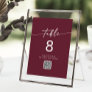 Boho Chic Burgundy Red QR Code Table Numbers