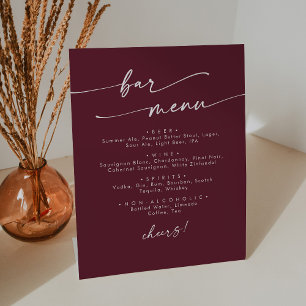 Boho Chic Burgundy Red Wedding Bar Pedestal Sign