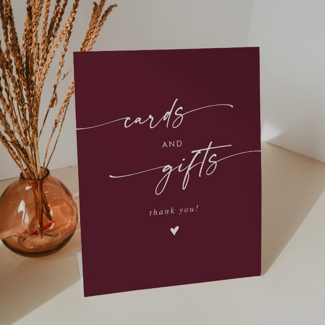 Boho Chic Burgundy Red Wedding Cards and Gifts Pedestal Sign (Creator Uploaded)