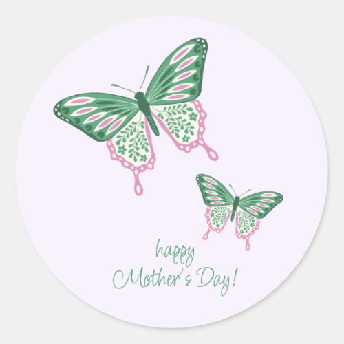 Boho Chic Butterflies Happy Mothers Day Stickers
