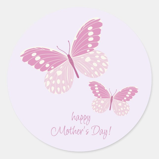 Boho Chic Butterflies Happy Mother's Day Stickers (Front)