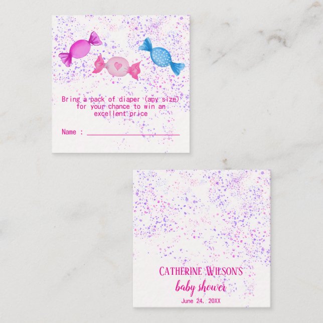  Boho Chic Candy Sweets Baby Shower Diaper Raffle Enclosure Card (Front/Back)