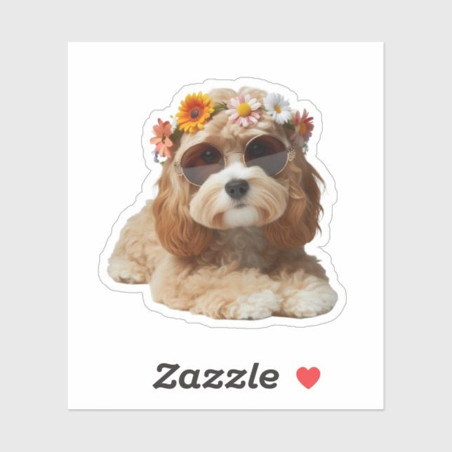 Boho Chic Cavapoo Cavadoodle Sticker (Sheet)