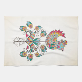 Boho-chic chick on flower towel