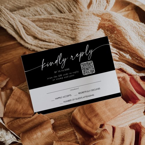 Boho Chic COLOR EDITABLE Mail In and QR Code RSVP Card
