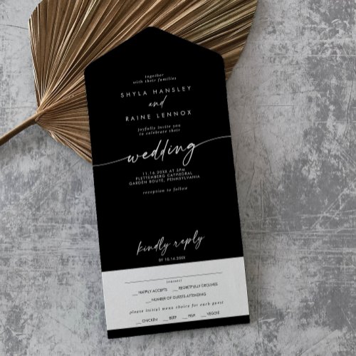 Boho Chic COLOR EDITABLE Meal Choice RSVP Wedding All In One Invitation