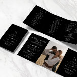 Boho Chic COLOR EDITABLE Monogram Wedding Tri-Fold Program<br><div class="desc">This boho chic color editable monogram wedding tri-fold program is perfect for a minimalist wedding. The sophisticated and chic dark black modern bohemian design features simple rustic calligraphy with a unique yet classic style. Personalize your wedding program with your initials, names, wedding date and location, your favorite quote or lyric,...</div>