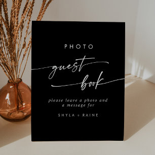 Boho Chic COLOR EDITABLE Photo Guest Book Wedding Pedestal Sign