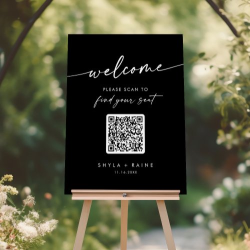 Boho Chic COLOR EDITABLE QR Code Seating Chart Foam Board