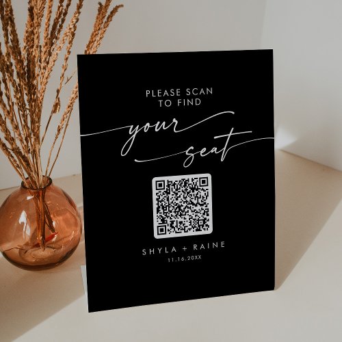 Boho Chic COLOR EDITABLE Seating Chart QR Code Pedestal Sign