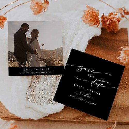 Boho Chic COLOR EDITABLE Square Photo Back Save The Date