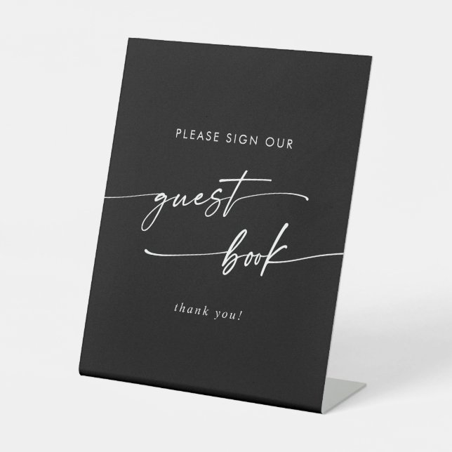 Boho Chic COLOR EDITABLE Wedding Guest Book Pedestal Sign (Front)