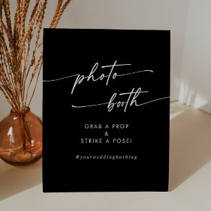 Boho Chic COLOR EDITABLE Wedding Photo Booth Pedestal Sign