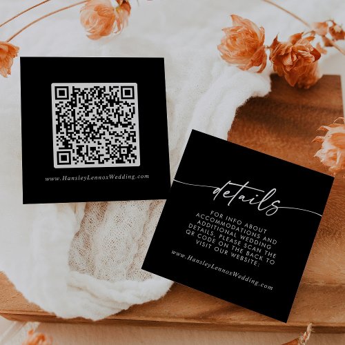 Boho Chic COLOR EDITABLE Wedding QR Code Details Enclosure Card