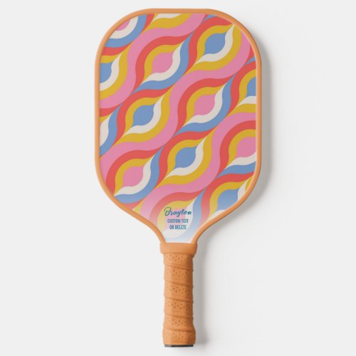 Boho Chic Colorful Abstract Pattern Custom Text Pickleball Paddle