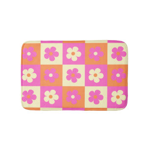 Boho Chic Colorful Floral Pattern Retro Bath Mat