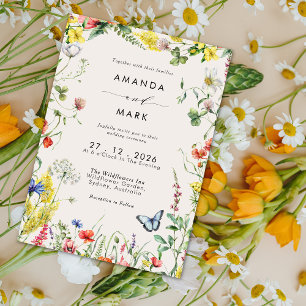 Boho Chic Colorful Wildflower Meadow Wedding Invitation