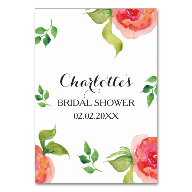 boho chic Coral floral bridal shower bingo cards (Front)