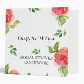 boho chic Coral floral bridal shower recipe book Binder (Front/Inside)