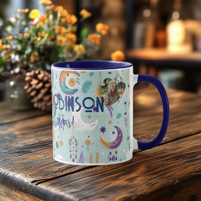 Boho Chic Custom Mug with Celestial Motifs (Creator Uploaded)