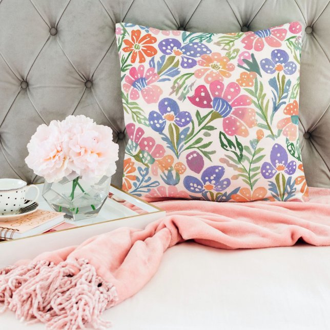 Boho Chic Cute Floral Valentines Gifts for Teens Throw Pillow (Boho Chic Cute Floral Valentines Gifts for Teens)