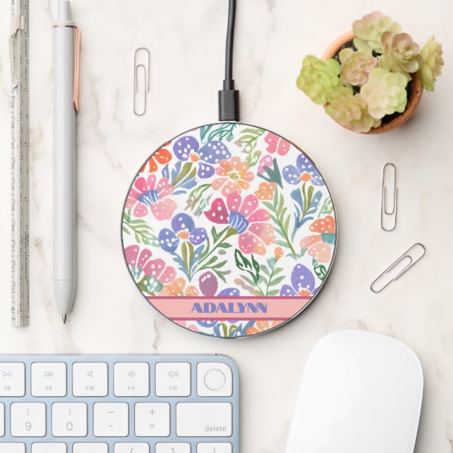 Boho Chic Cute Floral Valentines Gifts for Teens Wireless Charger (Desk)