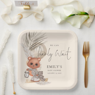 Boho Chic Cute We Can Bearly Wait Baby Shower Paper Plates