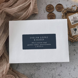 Boho Chic Dark Navy Blue Guest Address Labels