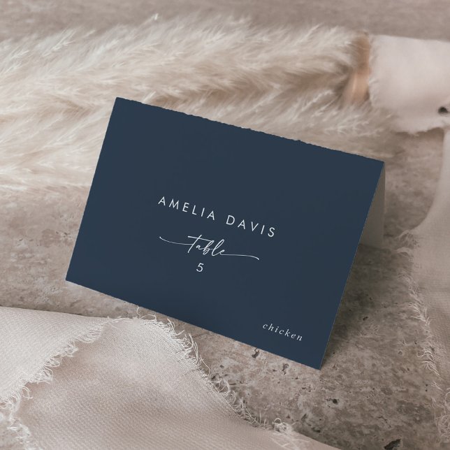 Boho Chic Dark Navy Blue Guest Name Place Cards (Creator Uploaded)