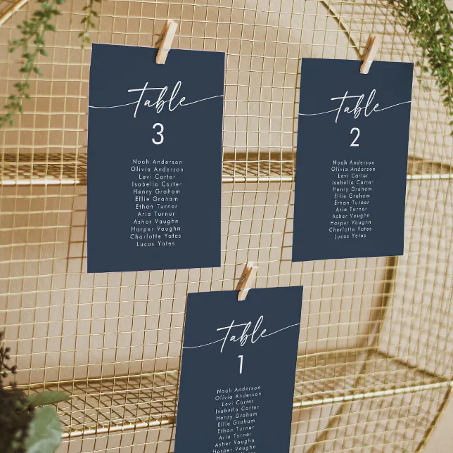 Boho Chic Dark Navy Blue Hanging Seating Chart Invitation | Zazzle