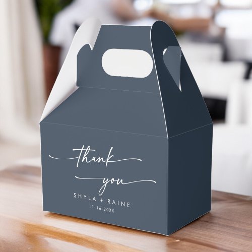 Boho Chic Dark Navy Blue Thank You Wedding Favor Boxes