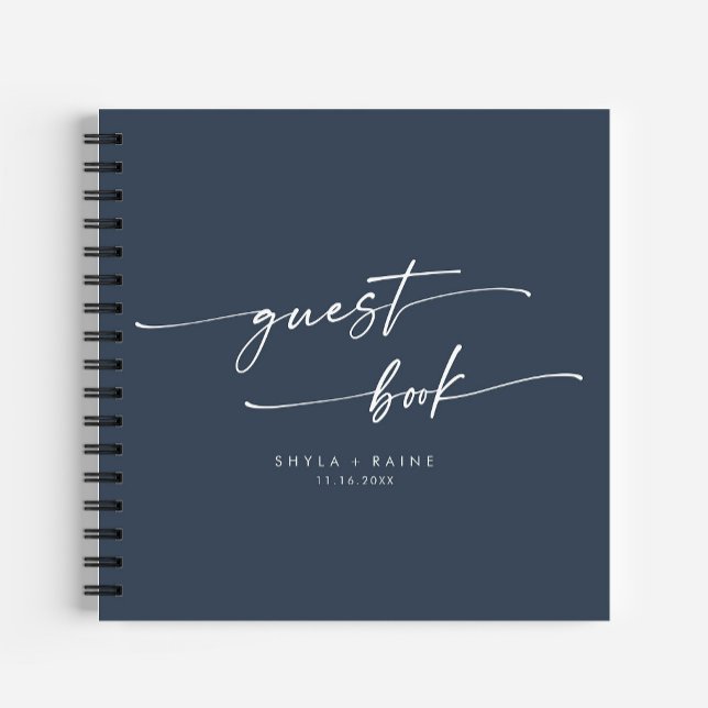 Boho Chic Dark Navy Blue Wedding Guest Book (Creator Uploaded)