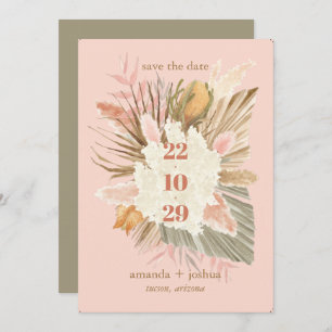 Boho Chic Desert Dried Foliage and Pampas Wedding Save The Date