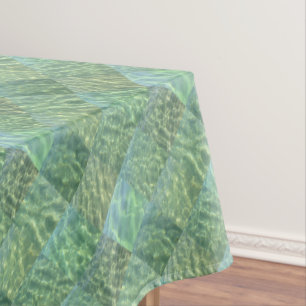 Boho Chic Diamond Patchwork Aquamarine Seafoam Tablecloth