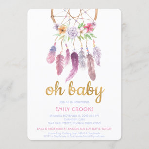 Boho Chic Dream Catcher Baby Shower Invite