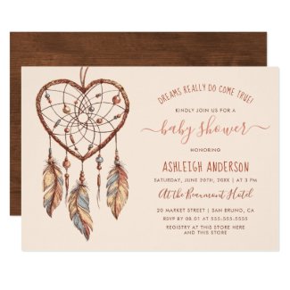 Boho Chic Dream Catcher Rustic Tribal Baby Shower Invitation