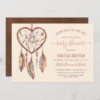 Boho Chic Dream Catcher Rustic Tribal Baby Shower Invitation